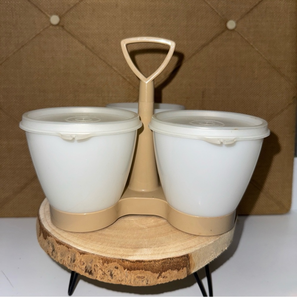 Tupperware vintage Cream and White Kitchen Canister Set